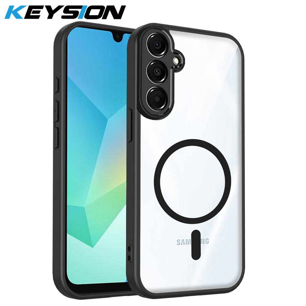 KEYSION Прозрачный магнитный чехол для телефона Samsung A56 5G A36 A26 5G Силикон+ПК HD Clear Ударопрочный чехол для Galaxy A16 4G 5G
