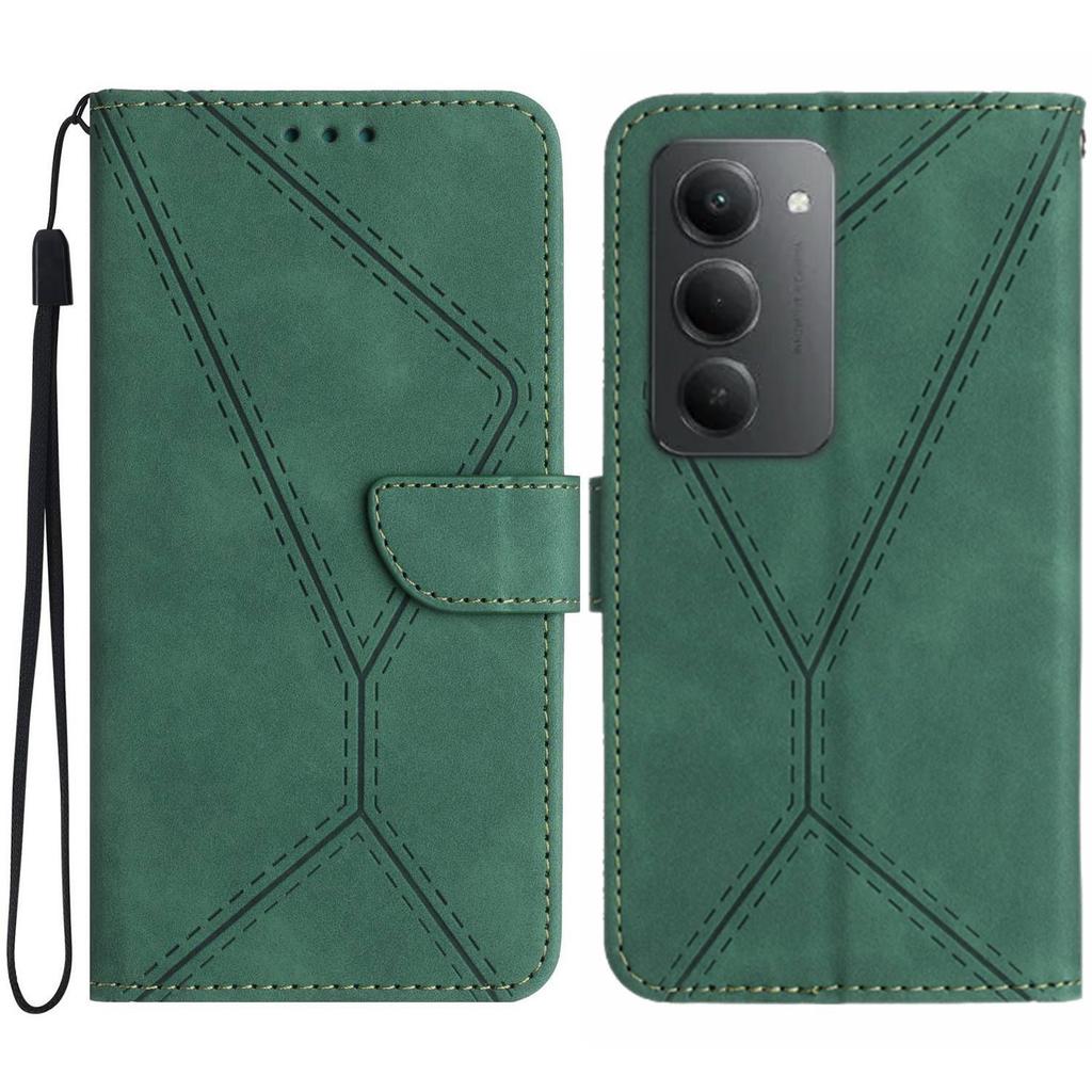 For Xiaomi Redmi 15 5G Case Skin Touch Lines Imprinted PU Leather Flip Phone Cover