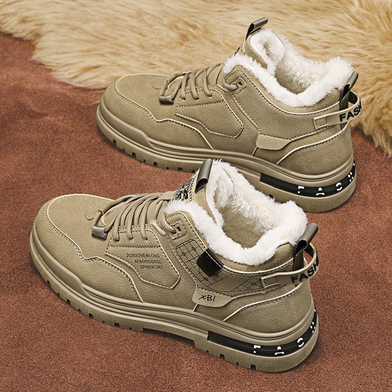 Зимние флисовые кроссовки athleisure мужские универсальные высокие мартинсы зимний флисовый внутренник на высокой подошве мотоциклетные трендовые ботинки