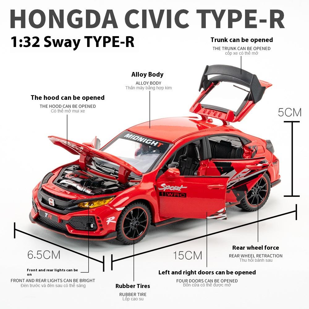 1/32 Honda Civic Type-R Alloy Model, Exquisite Desktop Ornament, The Best Collectible for Car Model Enthusiasts, Halloween Gift