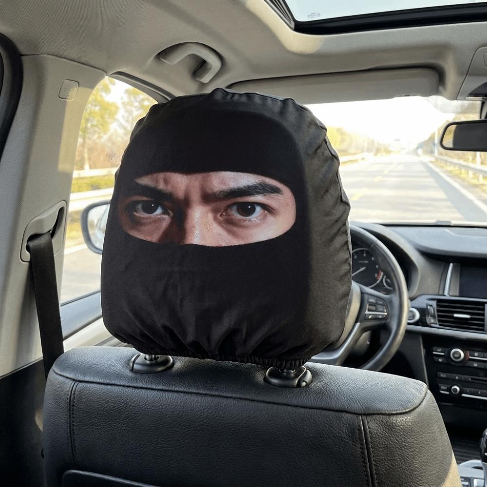 2PCS Realistic Printing Car Head Pillowcase Funny Seat Headrest Protector Gift for Car Lover