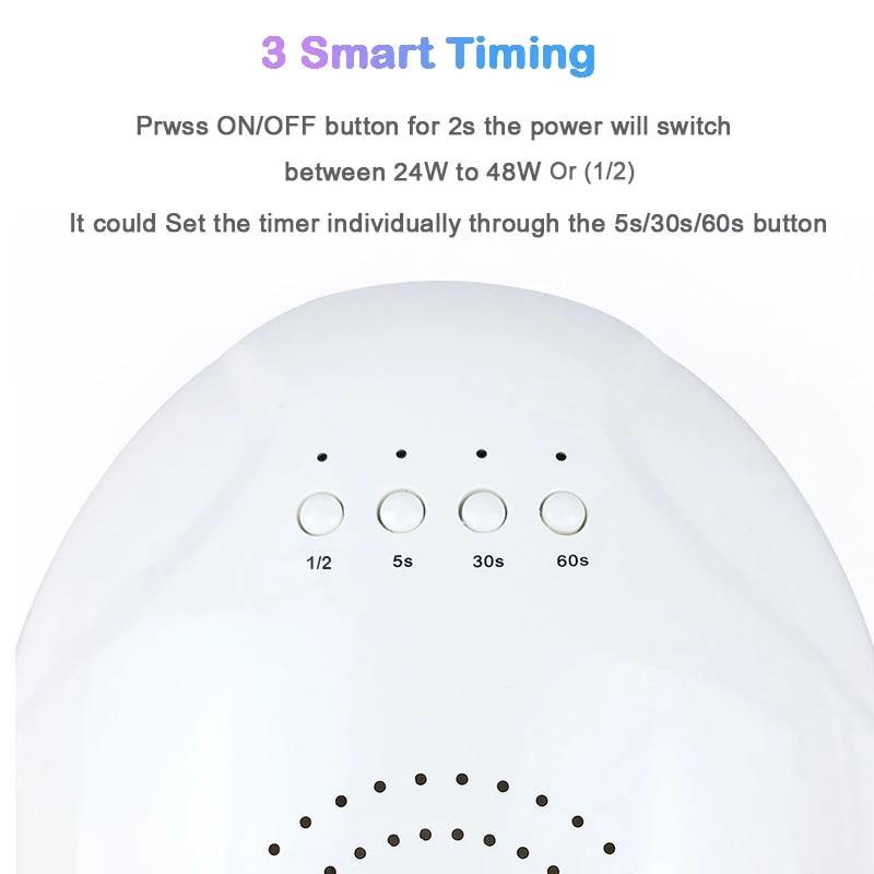 48 Вт УФ-светодиодная лампа для ногтей Профессиональная лампа для сушки гель-лака с 3-ступенчатым таймером Умная сушилка для ногтей Маникюрные инструменты YSL