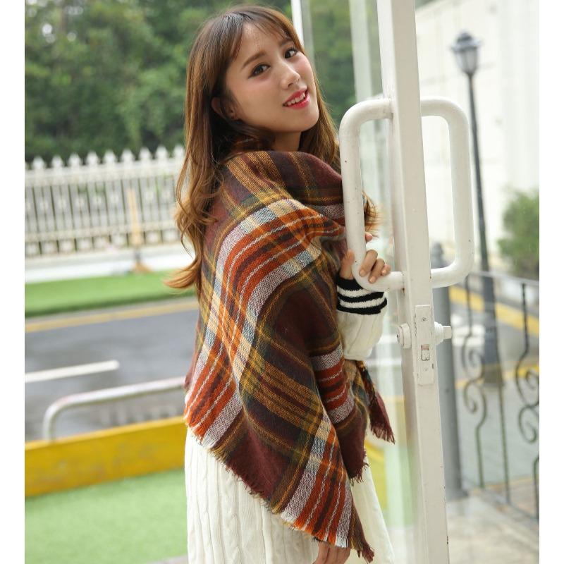 Осенне-зимний клетчатый шарф имитация кашемира теплый женский шарф шаль зимний теплый