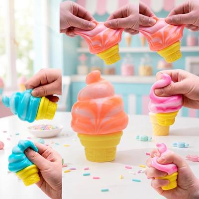 ПВХ Мороженое Зажим Музыкальная Игрушка-Антистресс Рожок Выдавливание Медленное Восстановление Мокрый Мягкий Декомпрессионный Вентиляционное Отверстие Мороженое