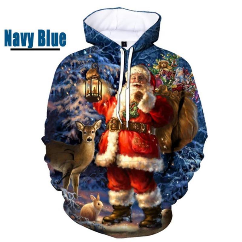 Модный взрыв осень-зима рождественская 3D-печать повседневный унисекс круглый вырез с капюшоном свитер бейсбольная майка толстовка