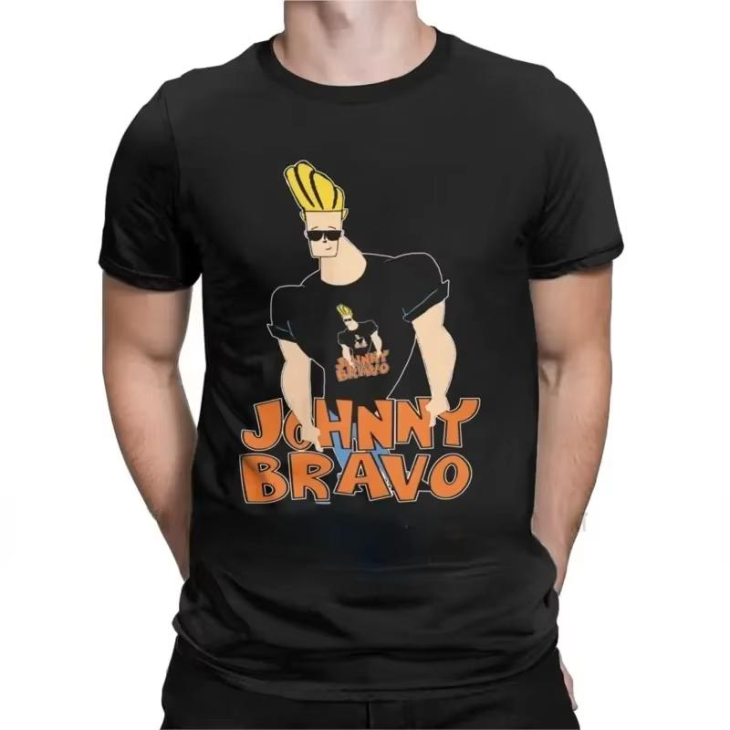 2025 новая мужская футболка Johnny Bravo с круглым вырезом, красивая, мультфильмы 90-х, футболка с рисунком, топы с коротким рукавом, классическая