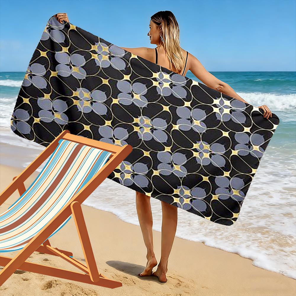 Geometric Floral Design Towel Beach towel quick-drying for travel outdoor sports jogging beach and swimming