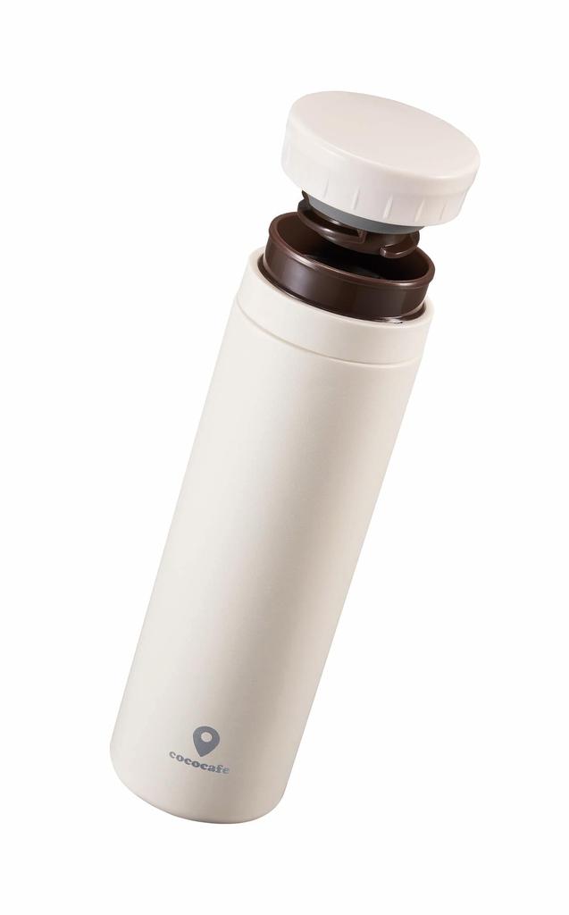 Кружка Kakusei для воды, вакуумная, с двойным нагревом, с холодной, легкой ребристой пробкой для льда, бутылка Coco Cafe, бутылка, цвет слоновой кости, 300 мл, структура, удержание, удержание, открытый, крышка,