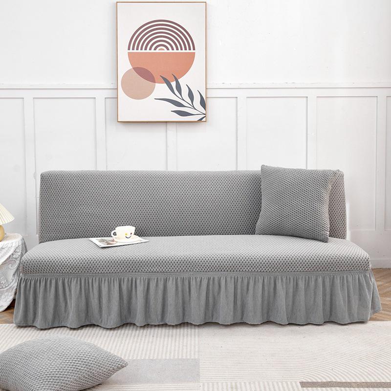 Чехол для дивана-кровати из турецкого утолщенного эластичного материала - противоскользящий, устойчивый к царапинам, всесезонный, небольшой квадрат, однотонный