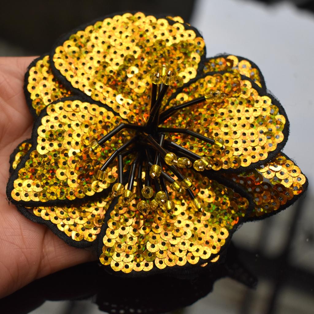 Handmade Beads Embroidery Flower Colorful Sequins Patch Cloth Decorated With DIY Auxiliary Material Large Repair Hole Applique