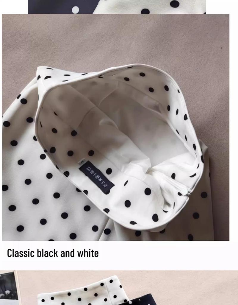 Ретро Юбка-миди в горошек с высокой талией для женщин - Элегантная облегающая стройнящая с разрезом