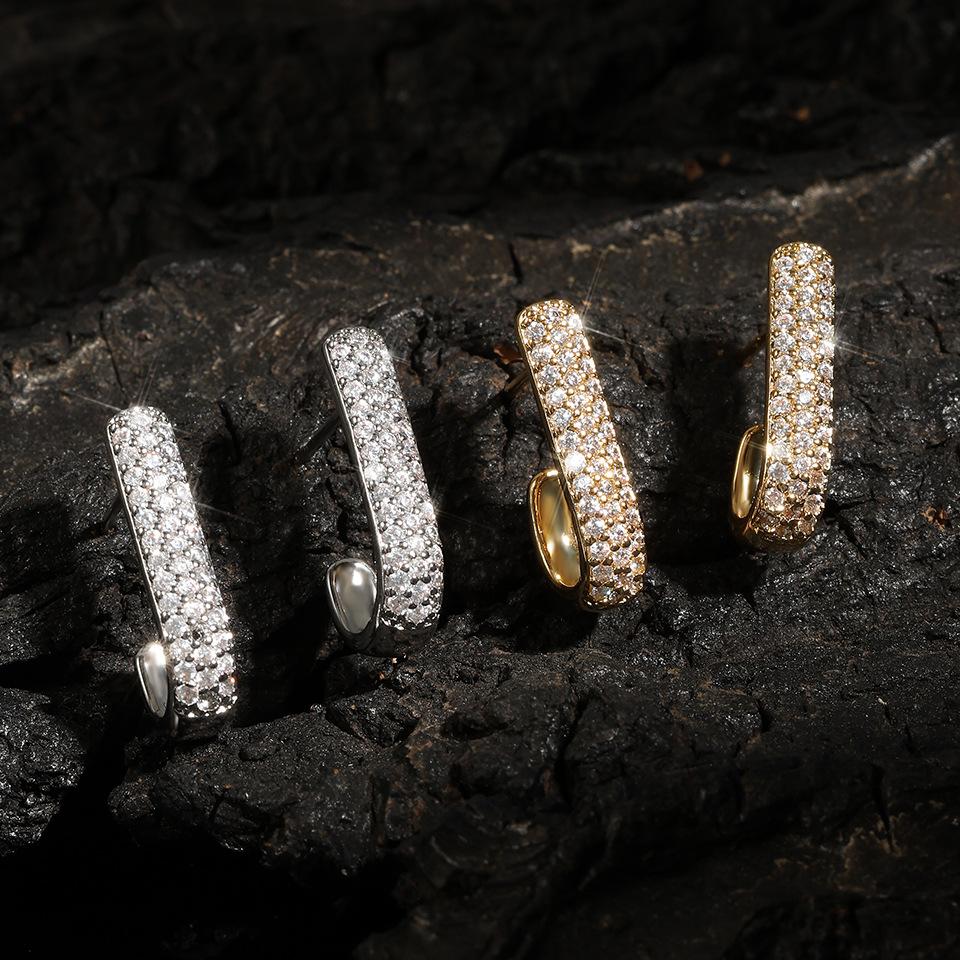 Серьги High-End в стиле хип-хоп с полым дизайном и бриллиантами, не выцветают, простые серьги-кольца для женщин