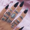 Retro Elephant Leaf 11-Piece European and American Ring Set