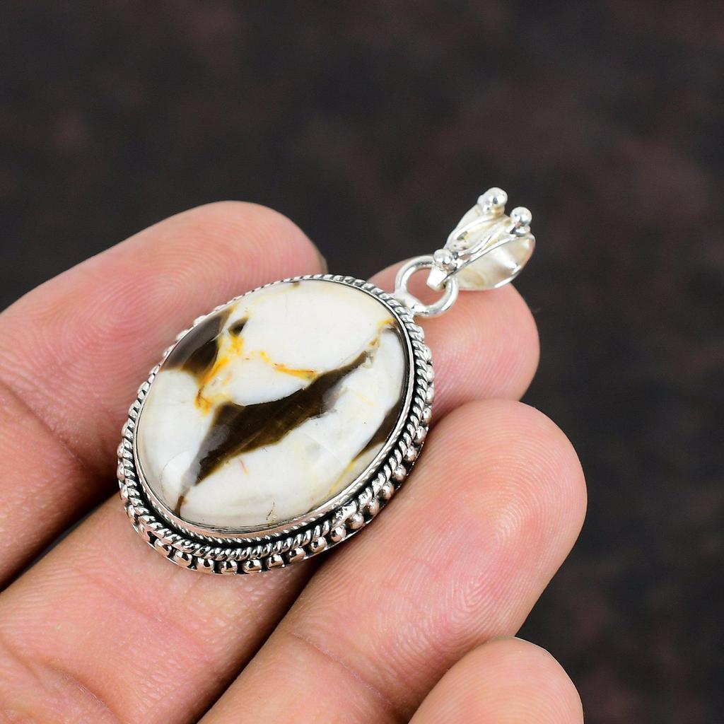 Кулон из яшмы «Арахисовое дерево» Кулон из стерлингового серебра 925 пробы Кулон с натуральным драгоценным камнем Украшения из яшмы «Арахисовое дерево» Кулон ручной работы Подарки для мамы