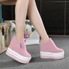 12cm Endogenous Elevation Small White Shoes Women's Thick Soled Lace Wedge Casual Sports Shoes