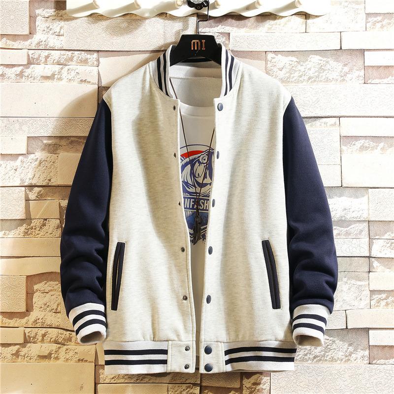 Fashion Casual Baseball Uniform Cotton Spliced Regular Rib Sleeve Brand Clothing Bomber Jacket Men