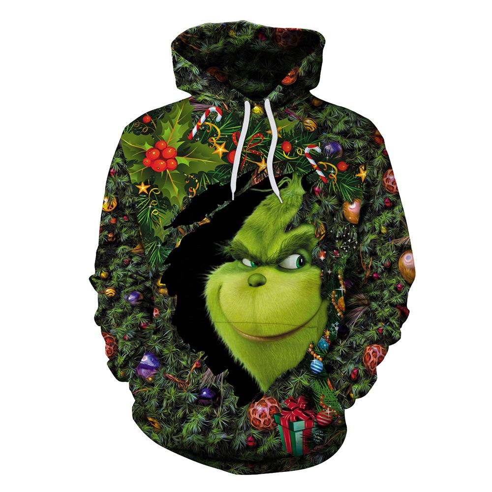 Winter Christmas sweatshirt cos, Green-Haired Monster merchandise, Grinch digital printed sweatshirt hoodie
