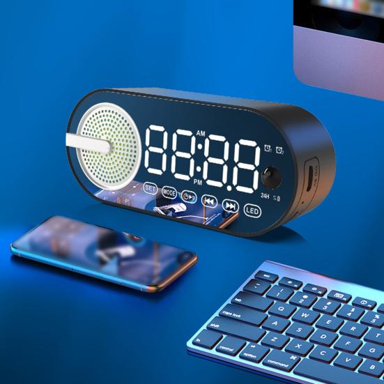 Беспроводной Bluetooth-совместимый динамик Маленький будильник Режим энергосбережения Светодиодный дисплей Беспроводная музыка