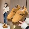 Big Size Thick Bottom Heightening Shoes Female Fall Tide with A Stirrup Single Shoes Female Retro Le Fu Shoes Female Fashion Women Breathable Shoes