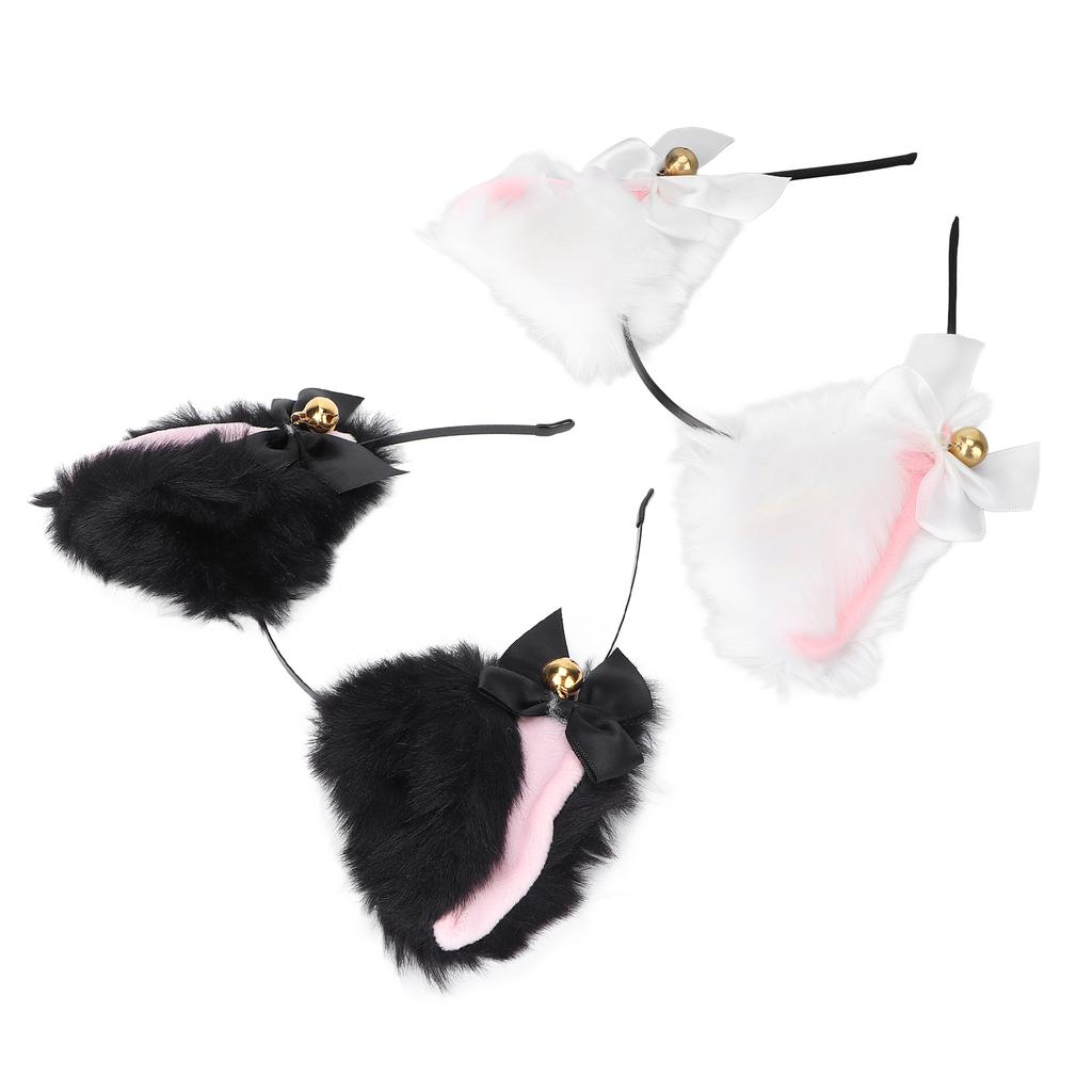 Милая плюшевая повязка на голову с кошачьими ушками и колокольчиком для костюмированной вечеринки на Хэллоуин