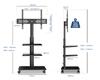 FITUEYES TV Compatible with with 3 Adjustable Height Black TT306002GB Stand, 32-60 Inches, Casters, Tiers, Angle, Mobile,