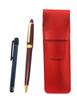 Slim Leather Pen Case with Metal Touch Stick and Neo Ballpoint Pen Set 2-Pack (Red) (Blue) D-600 (Red) ASR-ALL-600B-R-2
