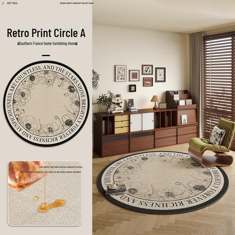 Толстый Водонепроницаемый Круглый Ковер во Французском Стиле для Спальни, Дивана, Кофейного Столика и Гардеробной