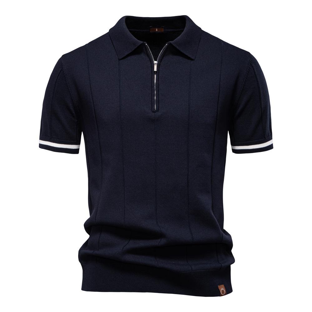 Spring And Summer New Men'S Business Casual Woolen Polo Shirt Lapel Knitted Polo Shirt Short-Sleeved Men'S T