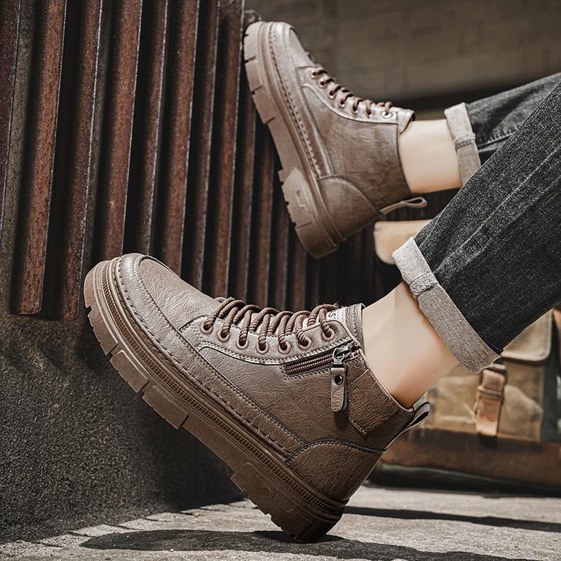 Новые модные осенние и зимние мужские высокие ботинки martin для студентов, трендовые рабочие туфли на мягкой подошве для мальчиков, кроссовки Martin с защитой труда