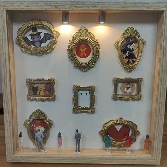 DIY Mini Museum Silhouette Box with Light Custom Photo Memory Display Case Personalized DIY Shadow Box Frame Kit with Mini Frames for Anniversary Home