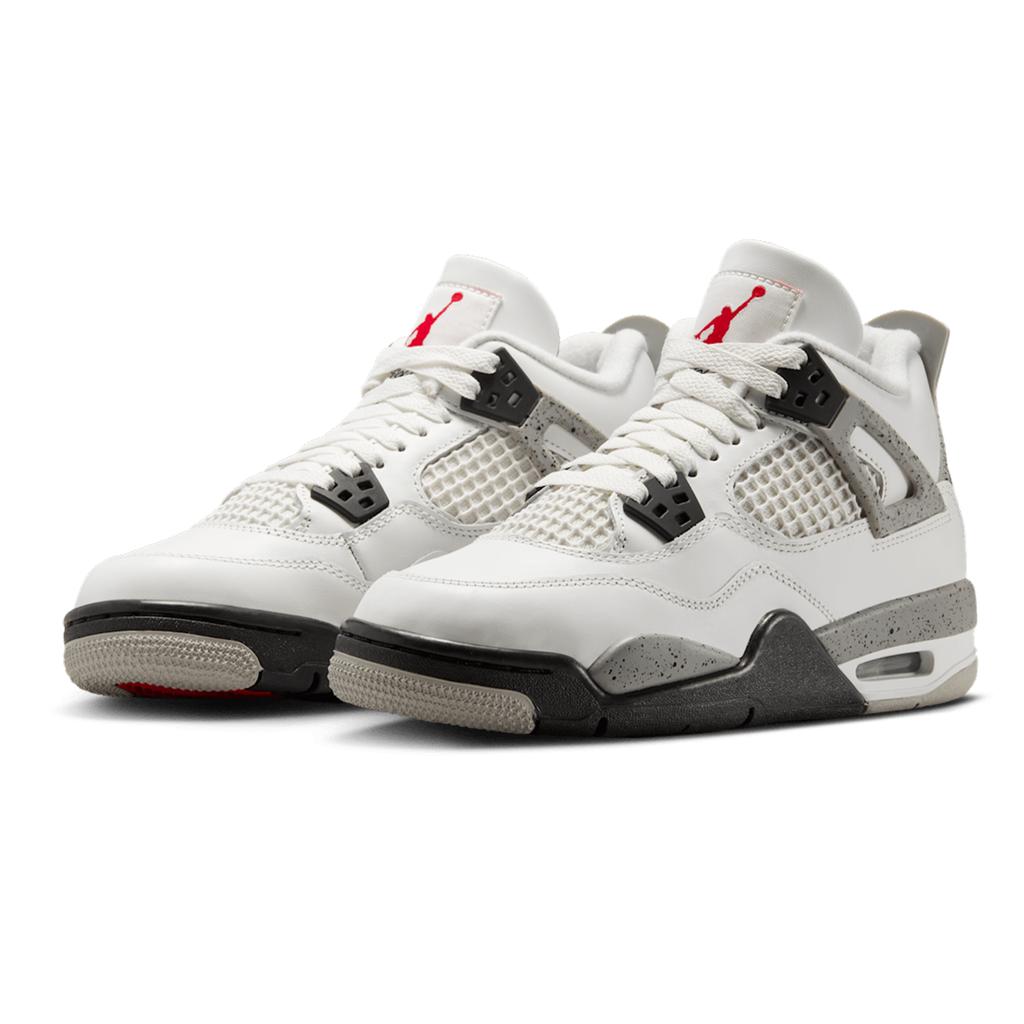 Кроссовки Air Jordan 4 Retro OG GS White Cement 2025 Kids Tech-Grey Black Fire-Red IB4171-100