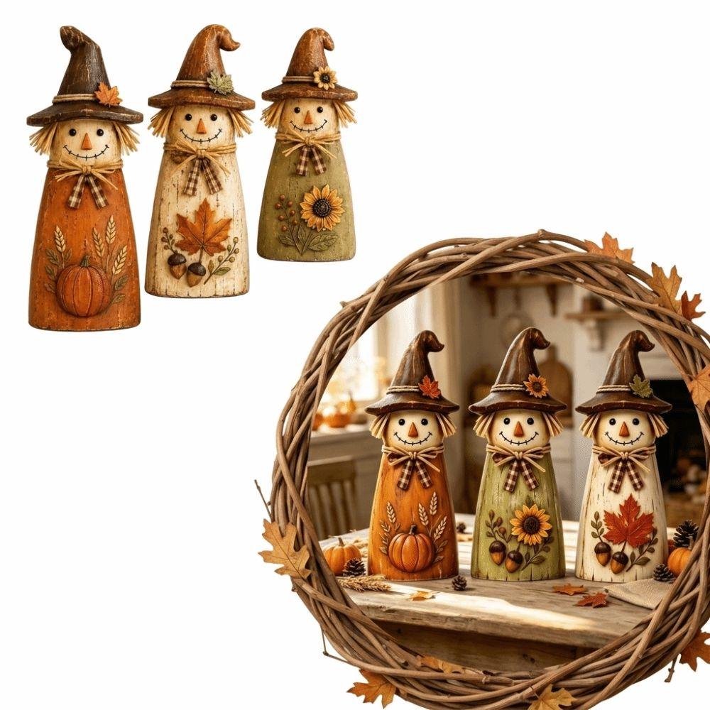 Vintage Style Wooden Scarecrow Decor Tabletop Witch Table Decorations Autumn Decoration