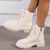 Fashion 2024 Fashion Winter Woman Ankle Boots Plush Warm PU Leather Platform Boots Women Thick Sole Non Slip Combat Booties Plus Size 42
