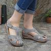 Summer Vintage Sandals Women's Car Sewing Casual Slope Heel Comfortable Hollow Sandals