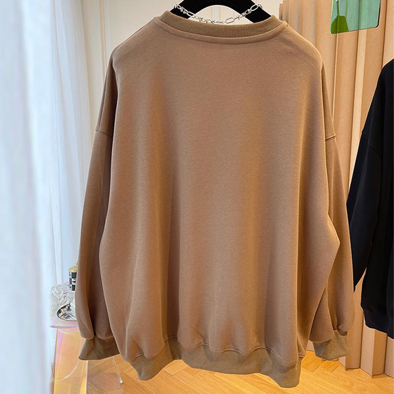 Женская толстовка модная лента свободный повседневный топ с круглым вырезом плюс размер пуловер