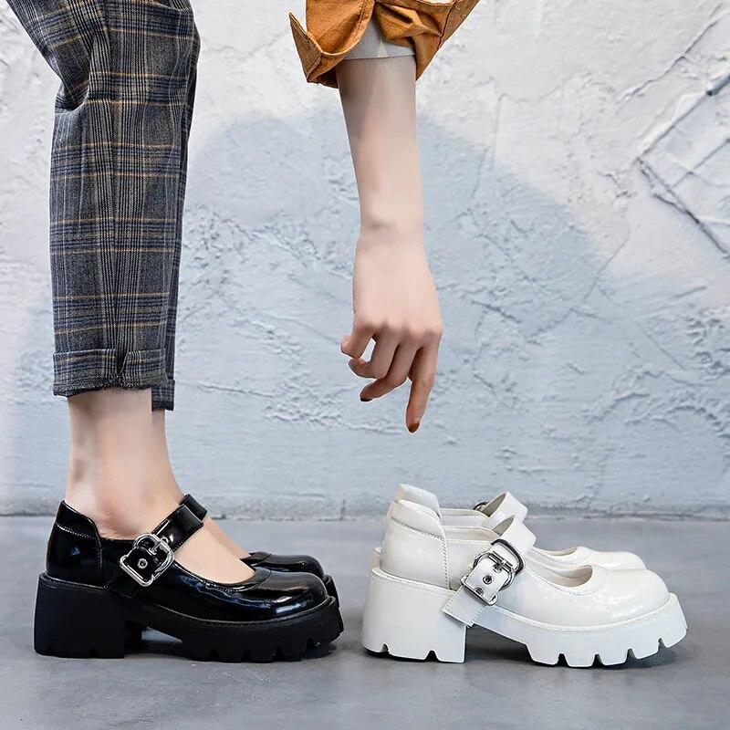 Fujin 7 см из лакированной натуральной кожи, летние женские модные туфли на платформе с пряжкой, удобные туфли для девочек в консервативном стиле, туфли Мэри Джейн в стиле Лолиты для девочек
