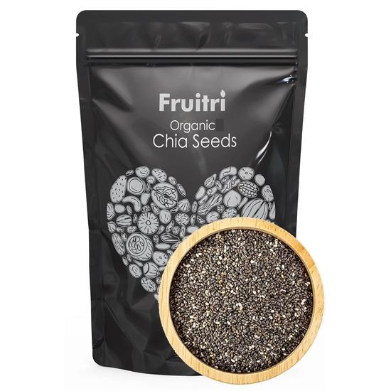 Fruitri Premium Chia Seeds for Eating 200g, Fiber Rich, Raw Chia Seeds for Weight Management, Organic Healthy Snacks