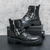 Fashion New Black Motorcycle Boots for Men Brown Lace-up Round Toe Platform Short Boots Western Boots Size 38-45