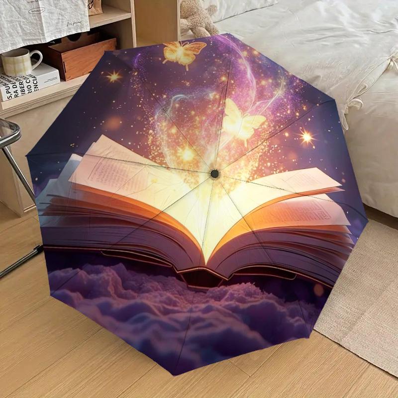 1pc Magical Book Illumination Umbrella with Plastic Handle,Suitable for All Seasons Home Travel Outdoor UmbrellaDD1575