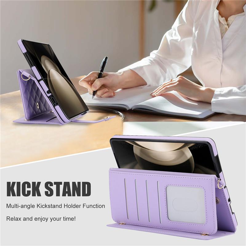 Роскошный кожаный чехол-бумажник с ремешком через плечо для телефона с картой для Samsung Galaxy Z Fold 5 4 3, откидная крышка-подставка с веревкой на запястье