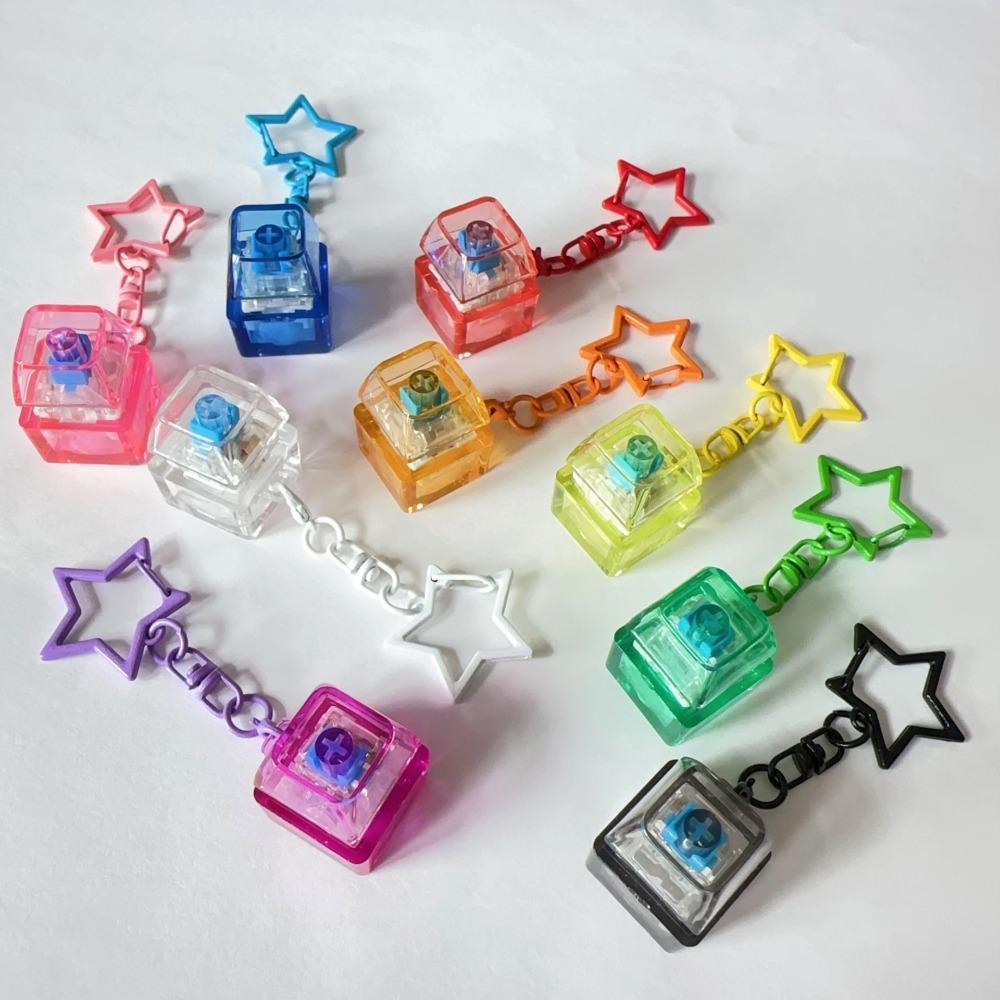 Новый DIY Брелок-клавиатура Fidget Брелок для ключей Кнопка с подсветкой Игрушка-кликер Для скоротания времени Колпачок клавиши Сжимаемая игрушка