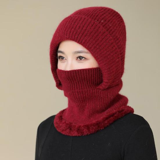 2Pcs/Set Women Hat Gloves Set Solid Color Plush Lining Knitting Beanie Hat with