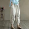 Vintage Cotton and Linen Casual Pants for Women, Loose Nine-point Embroidered Lace Harem Pants