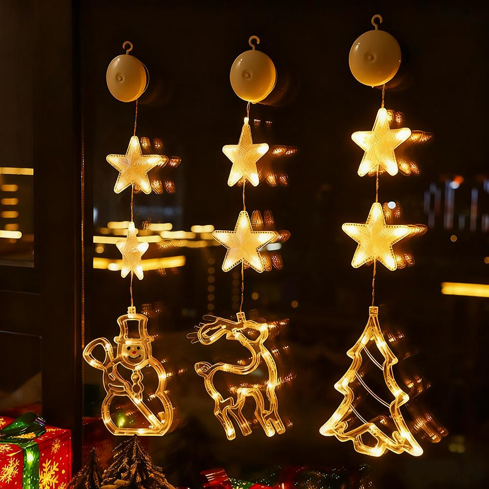 Светодиодные рождественские гирлянды на присоске Классические рождественские фигурки Для помещений и улицы Рождественское украшение окна Для дома Рождественское украшение 2025