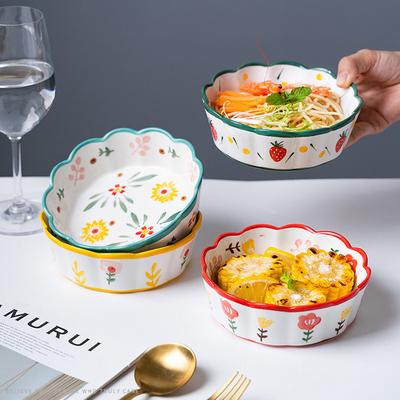 Керамическая миска Бытовая Личность Милая Миска для фруктового салата Миска для риса, запеченного в микроволновой печи Миска для завтрака с овсянкой Женский цветок