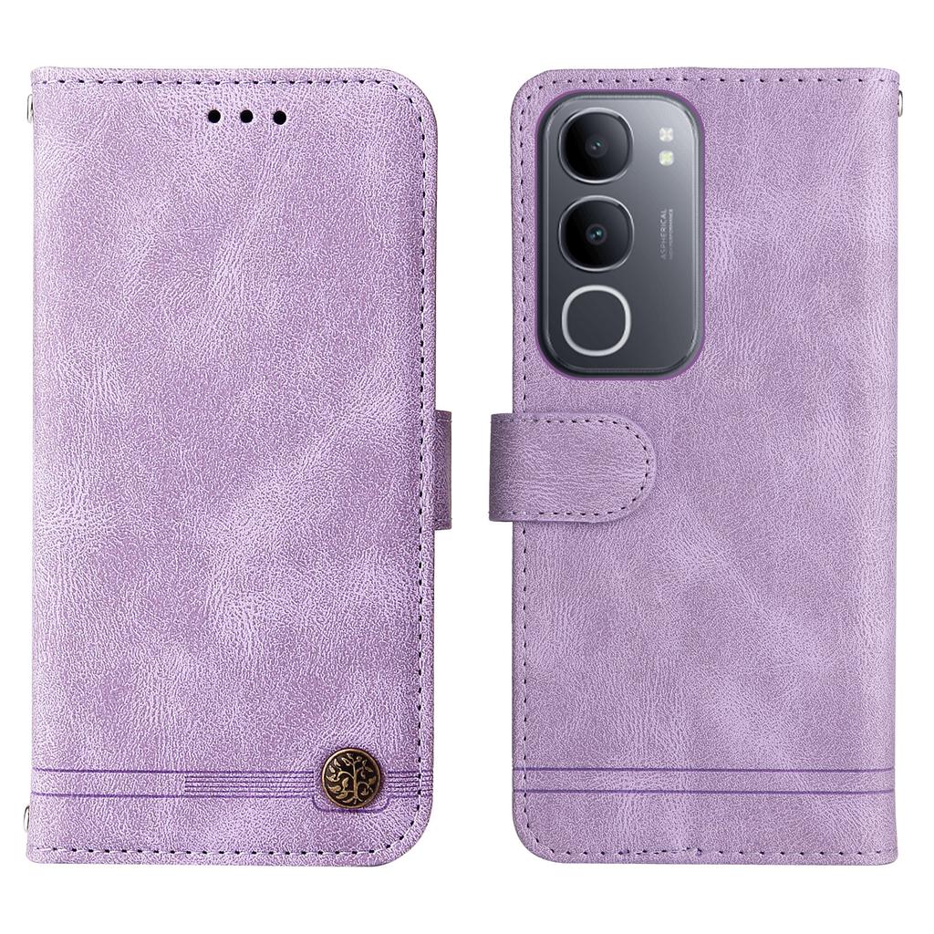 For vivo Y50 Leather Wallet Cases Skin Touch Phone Cover Stand with Strap