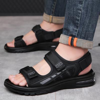 Кожаные летние повседневные сандалии для мужчин Водонепроницаемые пляжные Прочные Легкие мужские шлепанцы Застежка на липучке Удобная обувь