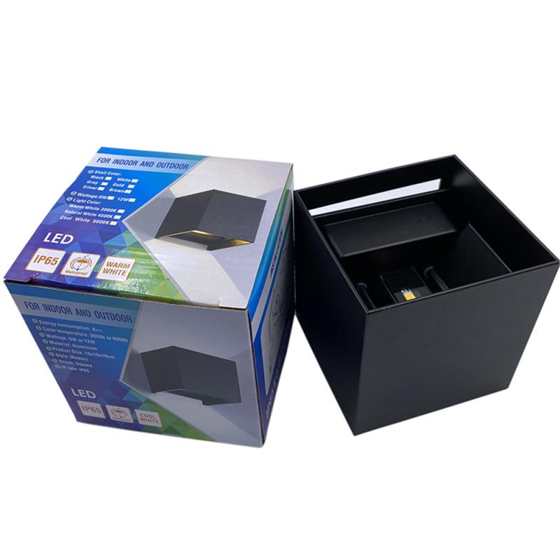 Светодиодный настенный светильник с датчиком движения тела, квадратный вверх и вниз, регулируемый угол луча, светильник, водонепроницаемый свет