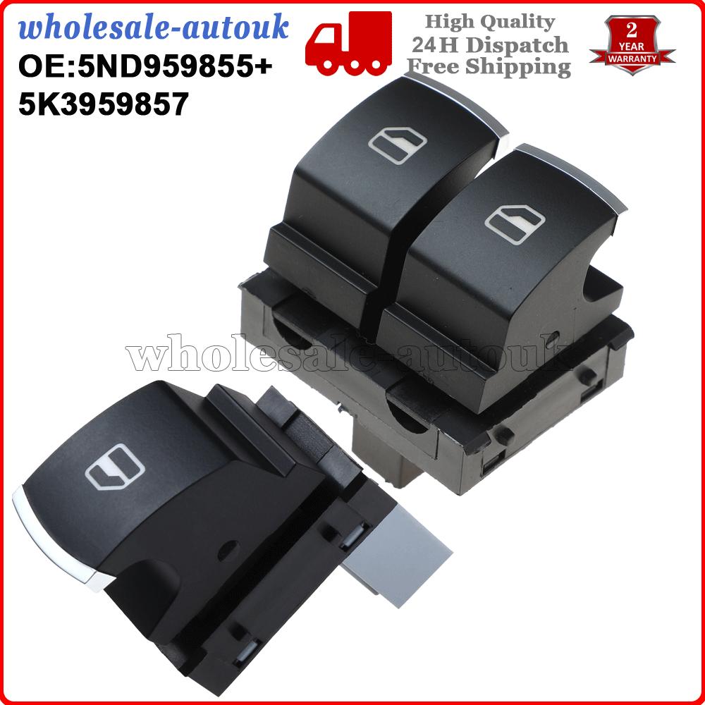 2PCS Window Switch Button For VW Golf Seat Altea Driver Side 5ND959855 5K3959857