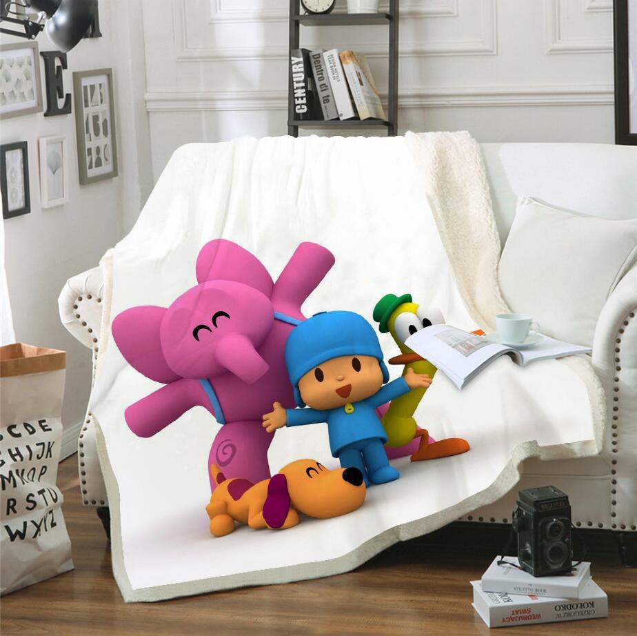 P-POCOYO Christmas Blanket Modern Printed Anime Furry Custom Luxury Plush Blankets Throw Baby Winter Fleece Microfiber Fabric
